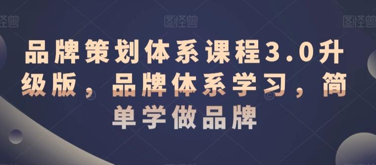 品牌策划体系课程3.0升级版，品牌体系学习，简单学做品牌 - 小毅网创-小毅网创