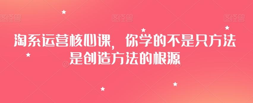 淘系运营核心课，你学的不是只方法是创造方法的根源 - 小毅网创-小毅网创