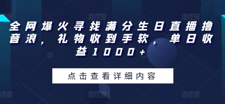 全网爆火寻找满分生日直播撸音浪，礼物收到手软，单日收益1000+【揭秘】 - 小毅网创-小毅网创