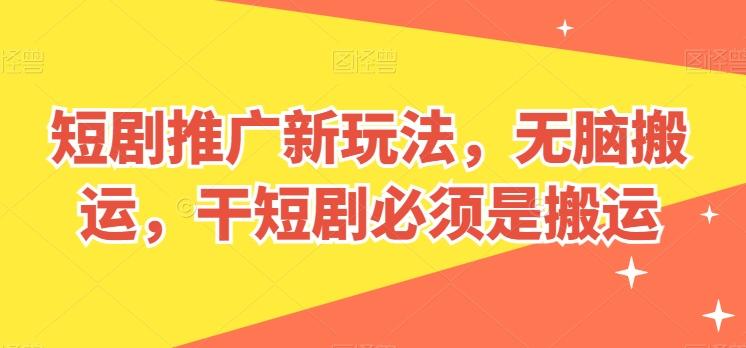 短剧推广新玩法，无脑搬运，干短剧必须是搬运【揭秘】 - 小毅网创-小毅网创