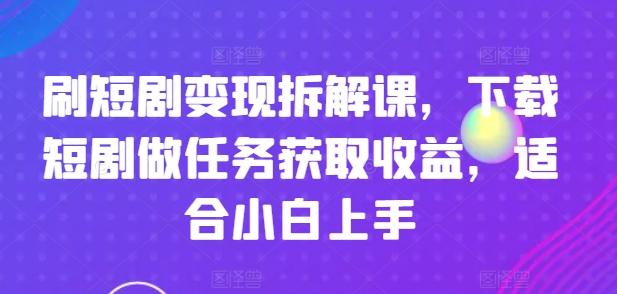 刷短剧变现拆解课，下载短剧做任务获取收益，适合小白上手 - 小毅网创-小毅网创