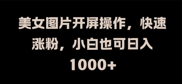 美女图片开屏操作，快速涨粉，小白也可日入1k【揭秘】 - 小毅网创-小毅网创