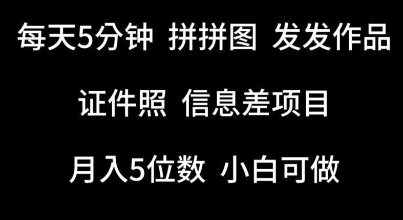 每天5分钟，拼拼图发发作品，证件照信息差项目，小白可做【揭秘】 - 小毅网创-小毅网创