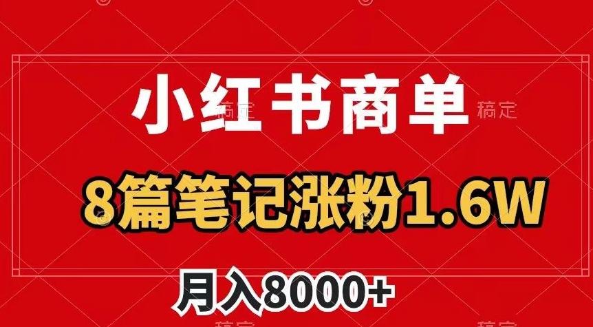 小红书商单最新玩法，8篇笔记涨粉1.6w，作品制作简单，月入8000+【揭秘】 - 小毅网创-小毅网创