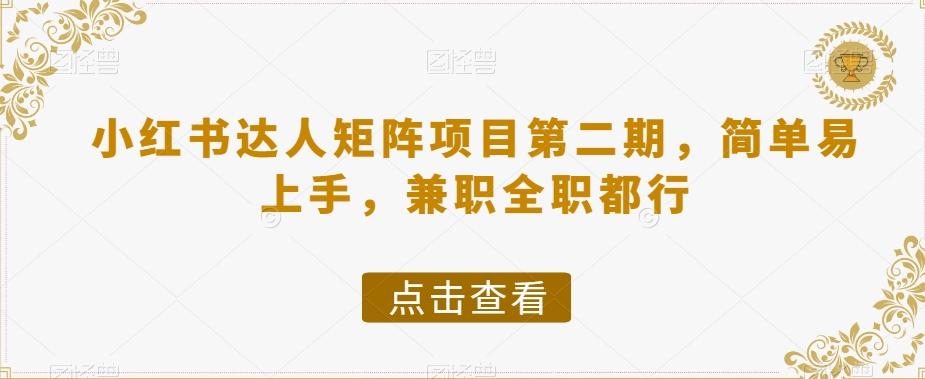 小红书达人矩阵项目第二期，简单易上手，兼职全职都行 - 小毅网创-小毅网创