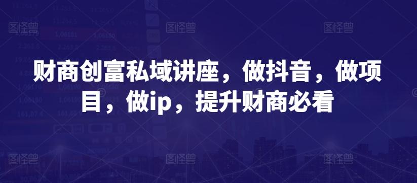 财商创富私域讲座，做抖音，做项目，做ip，提升财商必看 - 小毅网创-小毅网创