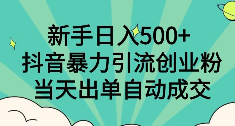 新手日入500+，抖音暴力引流创业粉，当天出单自动成交 - 小毅网创-小毅网创