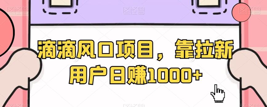 滴滴风口项目，靠拉新用户日赚1000+ - 小毅网创-小毅网创