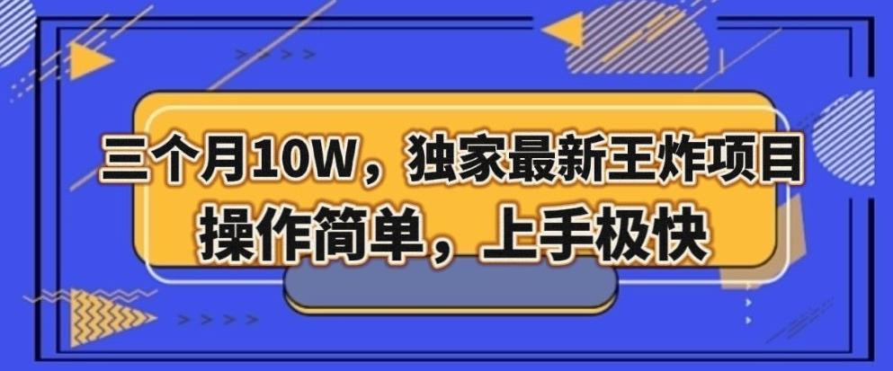 三个月10W，独家最新王炸项目！操作简单，上手极快【揭秘】 - 小毅网创-小毅网创