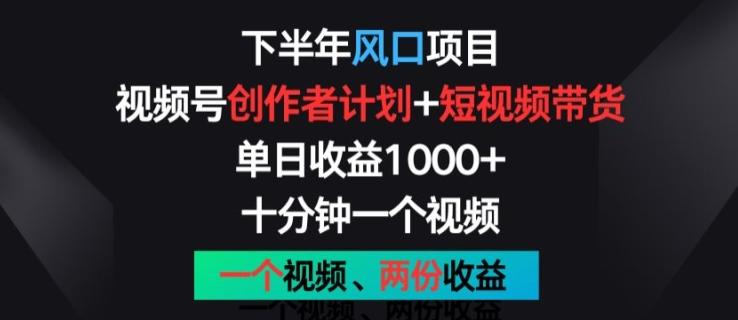 下半年风口项目，视频号创作者计划+视频带货，一个视频两份收益，十分钟一个视频【揭秘】 - 小毅网创-小毅网创