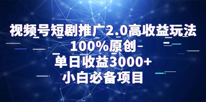 视频号短剧推广2.0高收益玩法，100%原创，单日收益3000+，小白必备项目 - 小毅网创-小毅网创