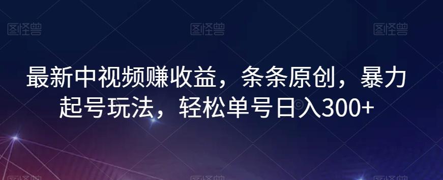 最新中视频赚收益，条条原创，暴力起号玩法，轻松单号日入300+【揭秘】 - 小毅网创-小毅网创