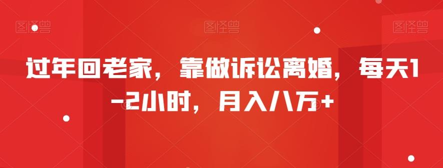 过年回老家，靠做诉讼离婚，每天1-2小时，月入八万+ - 小毅网创-小毅网创