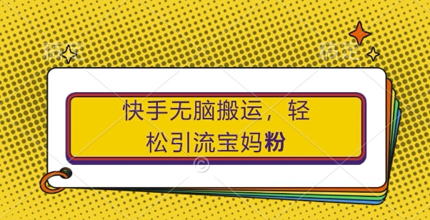快手无脑搬运，轻松引流宝妈粉，纯小白轻松上手【揭秘】 - 小毅网创-小毅网创