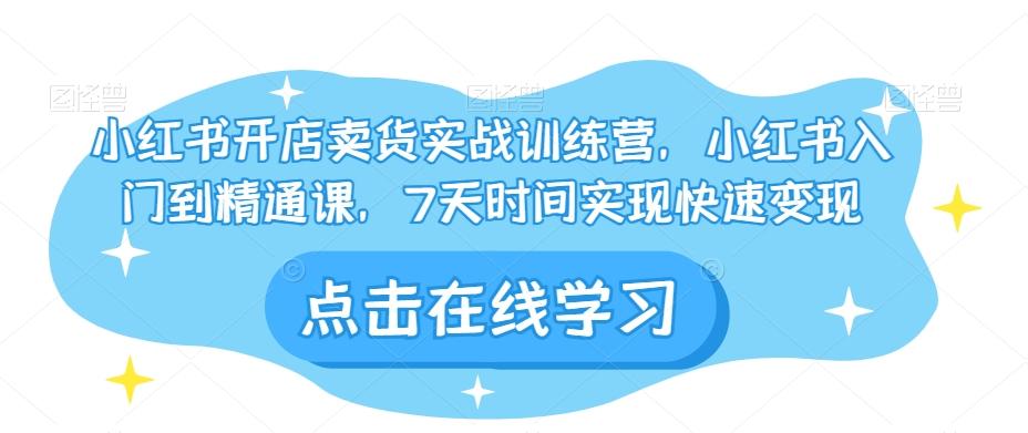 小红书开店卖货实战训练营，小红书入门到精通课，7天时间实现快速变现 - 小毅网创-小毅网创