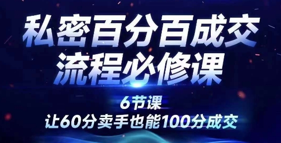 私密百分百成交流程线上训练营，绝对成交，让60分卖手也能100分成交 - 小毅网创-小毅网创
