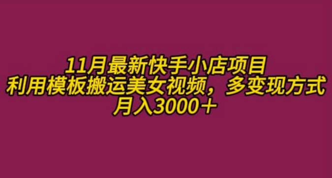 11月K总部落快手小店情趣男粉项目，利用模板搬运美女视频，多变现方式月入3000+ - 小毅网创-小毅网创