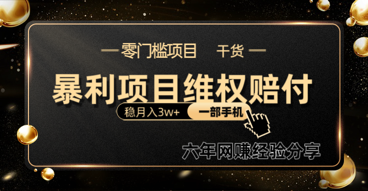 暴利项目线上维权赔付小白月入3w+一部手机改变思维不用剪辑写文案 - 小毅网创-小毅网创