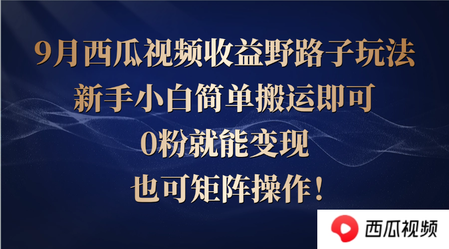 西瓜视频收益野路子玩法，新手小白简单搬运即可，0粉就能变现，也可矩... - 小毅网创-小毅网创