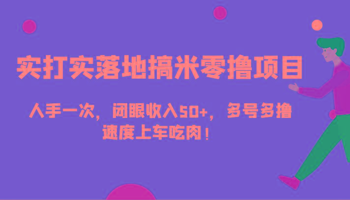 实打实落地搞米零撸项目，人手一次，闭眼收入50+，多号多撸，速度上车吃肉！ - 小毅网创-小毅网创