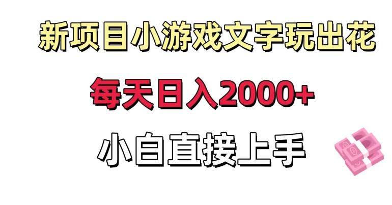 新项目小游戏文字玩出花日入2000+，每天只需一小时，小白直接上手【揭秘】 - 小毅网创-小毅网创