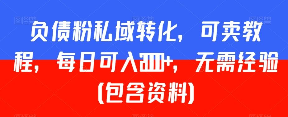 负债粉私域转化，可卖教程，每日可入2000+，无需经验（包含资料）【揭秘】 - 小毅网创-小毅网创