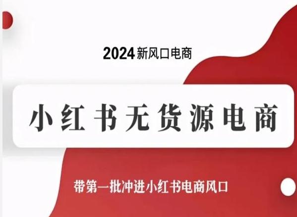 2024新风口电商，小红书无货源电商，带第一批冲进小红书电商风口 - 小毅网创-小毅网创
