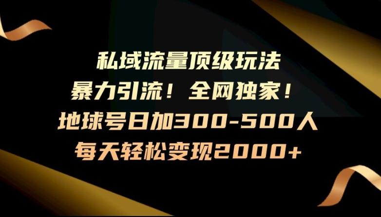 暴力引流，全网独家，地球号日加300-500人，私域流量顶级玩法，每天轻松变现2000+ - 小毅网创-小毅网创