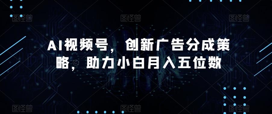 AI视频号，创新广告分成策略，助力小白月入五位数【揭秘】 - 小毅网创-小毅网创