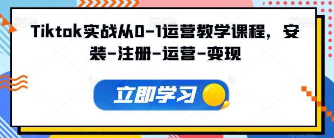 Tiktok实战从0-1运营教学课程，安装-注册-运营-变现 - 小毅网创-小毅网创