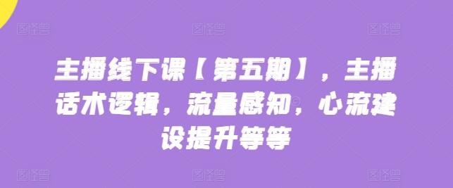 主播线下课【第五期】，主播话术逻辑，流量感知，心流建设提升等等 - 小毅网创-小毅网创