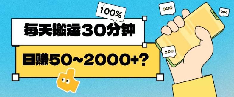 操作这个项目，每天搬运30分钟，日赚50~2000+？ - 小毅网创-小毅网创