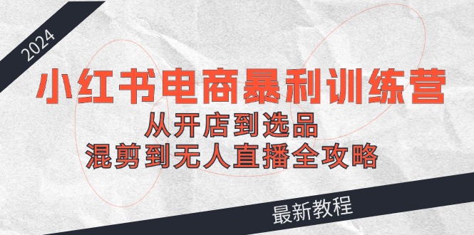2024小红书电商暴利训练营：从开店到选品，混剪到无人直播全攻略 - 小毅网创-小毅网创