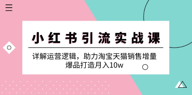 小红书引流实战课：详解运营逻辑，助力淘宝天猫销售增量，爆品打造月入10w - 小毅网创-小毅网创
