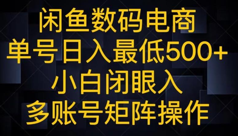 闲鱼数码电商，单号日入最低500+，小白闭眼入，多账号矩阵操作 - 小毅网创-小毅网创