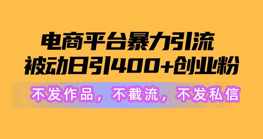 电商平台暴力引流,被动日引400+创业粉不发作品，不截流，不发私信 - 小毅网创-小毅网创