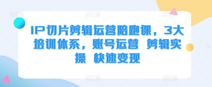IP切片剪辑运营陪跑课，3大培训体系，账号运营 剪辑实操 快速变现 - 小毅网创-小毅网创