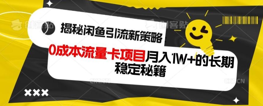 揭秘闲鱼引流新策略：0成本流量卡项目，月入1W+的长期稳定秘籍-小毅网创