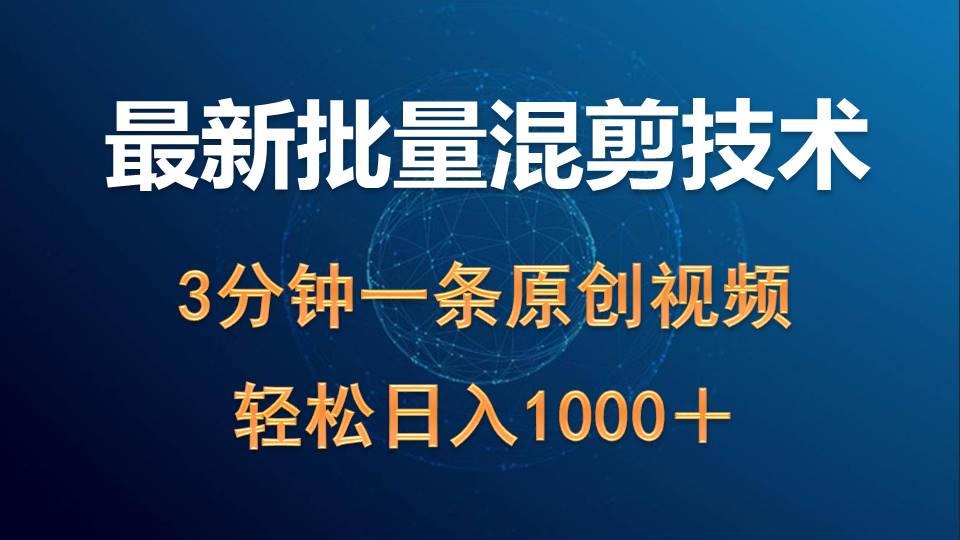 (9982期)最新批量混剪技术撸收益热门领域玩法，3分钟一条原创视频，轻松日入1000＋ - 小毅网创-小毅网创