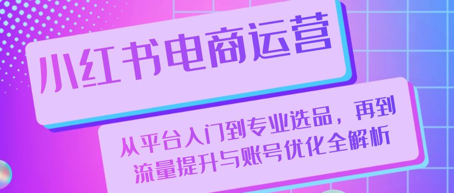 小红书电商运营：从平台入门到专业选品，再到流量提升与账号优化全解析 - 小毅网创-小毅网创
