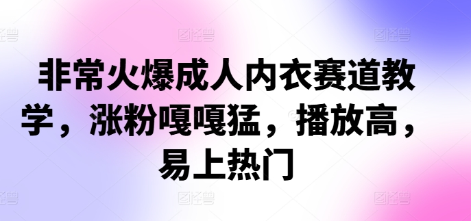非常火爆成人内衣赛道教学，​涨粉嘎嘎猛，播放高，易上热门 - 小毅网创-小毅网创