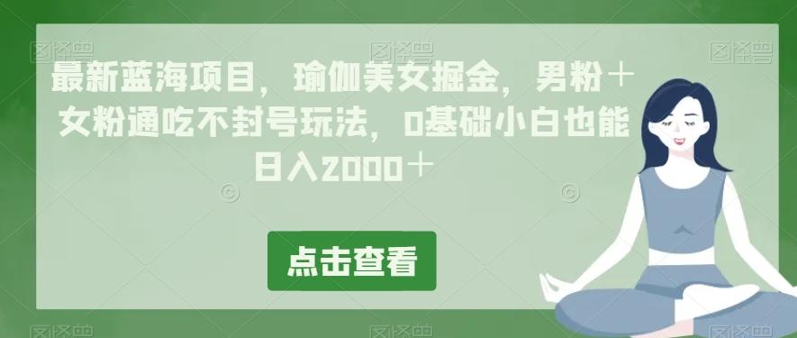 最新蓝海项目，瑜伽美女掘金，男粉＋女粉通吃不封号玩法，0基础小白也能日入2000＋ - 小毅网创-小毅网创