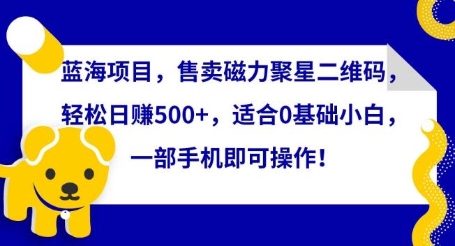 蓝海项目，售卖磁力聚星二维码，轻松日赚500+，适合0基础小白，一部手机即可操作【揭秘】 - 小毅网创-小毅网创