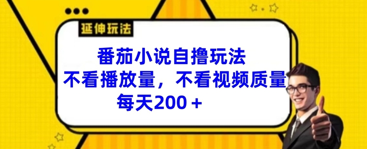 番茄小说自撸玩法，不看播放量，不看视频质量，每天200+【揭秘】 - 小毅网创-小毅网创