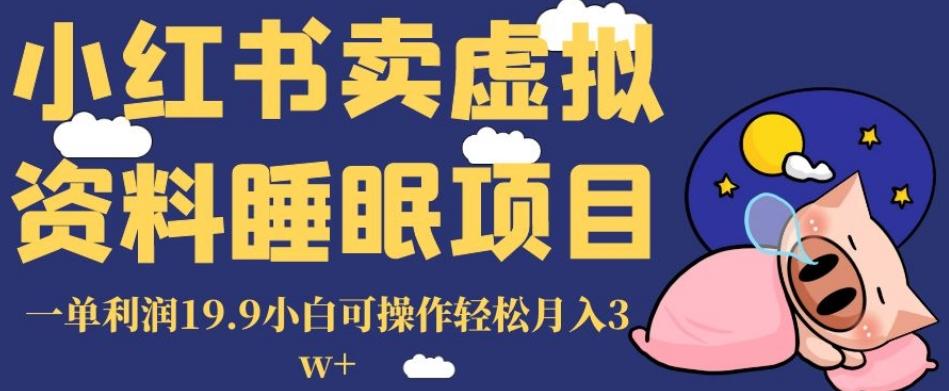小红书卖虚拟资料睡眠项目，一单利润19.9小白可操作轻松月入3w+【揭秘】 - 小毅网创-小毅网创