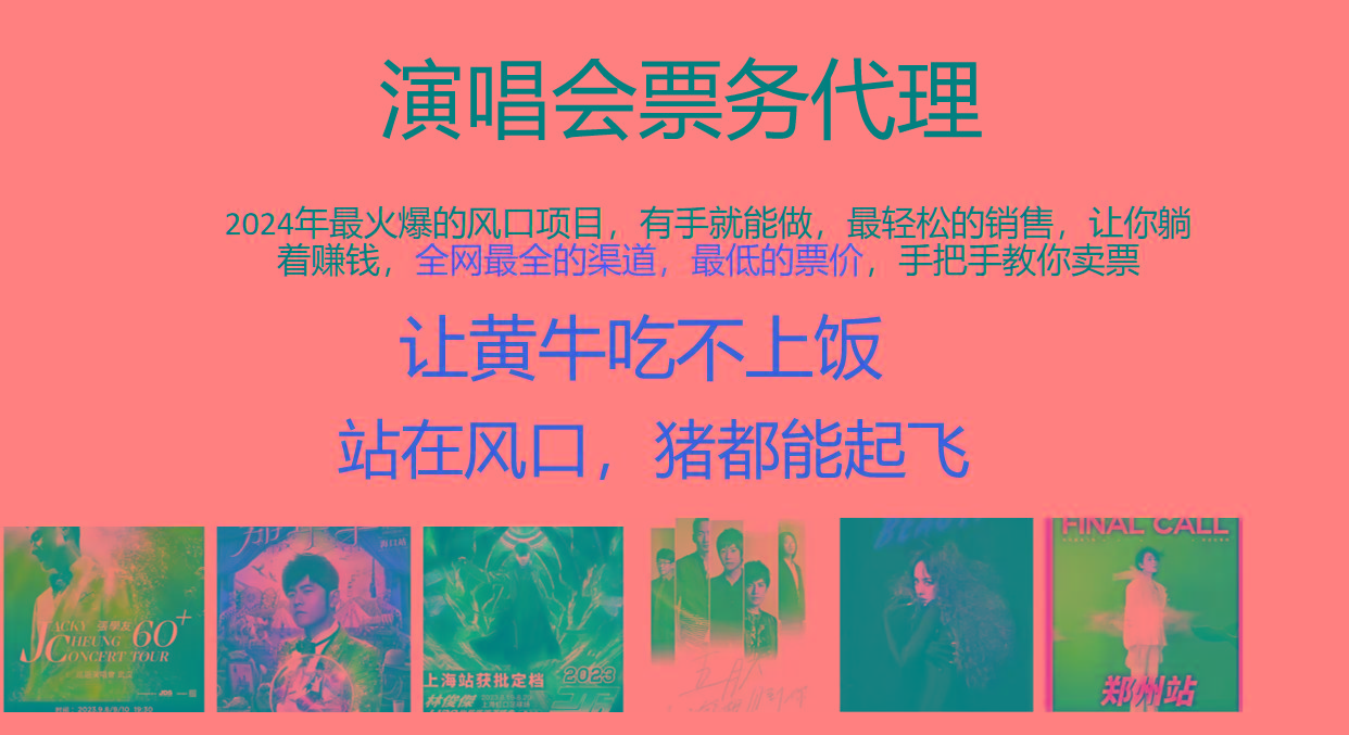 2024年最火爆风口项目，演唱会票务代理，日入2000+，一部手机就能搞定！ - 小毅网创-小毅网创