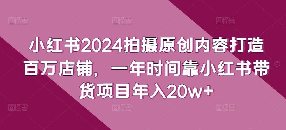 小红书2024拍摄原创内容打造百万店铺，一年时间靠小红书带货项目年入20w+ - 小毅网创-小毅网创