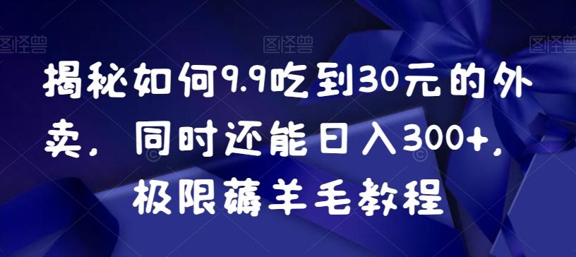 揭秘如何9.9吃到30元的外卖，同时还能日入300+，极限薅羊毛教程 - 小毅网创-小毅网创