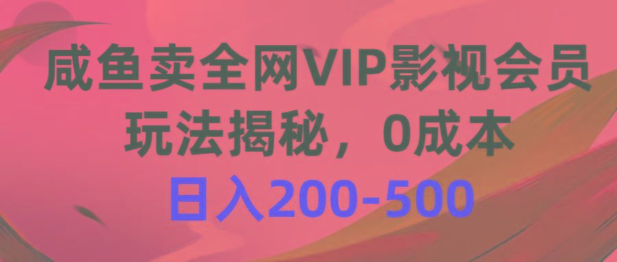 咸鱼卖全网VIP影视会员，玩法揭秘，0成本日入200-500 - 小毅网创-小毅网创