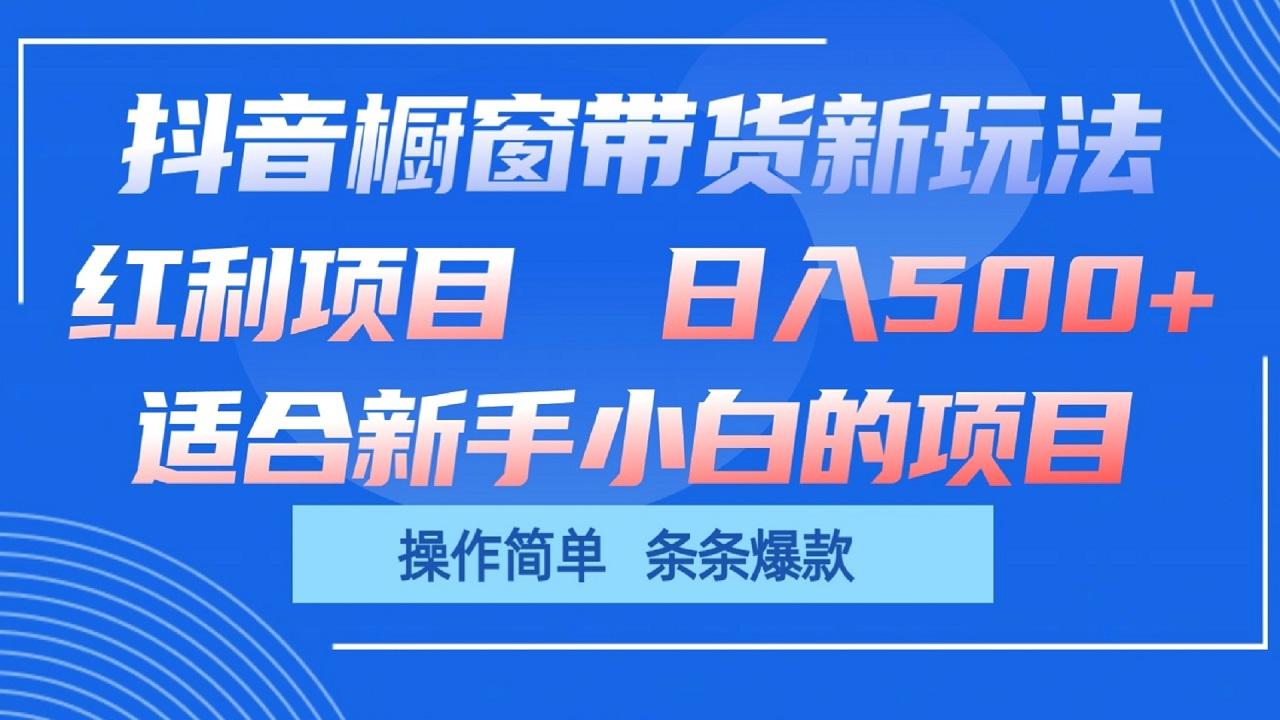 抖音橱窗带货新玩法，单日收益500+，操作简单，条条爆款 - 小毅网创-小毅网创